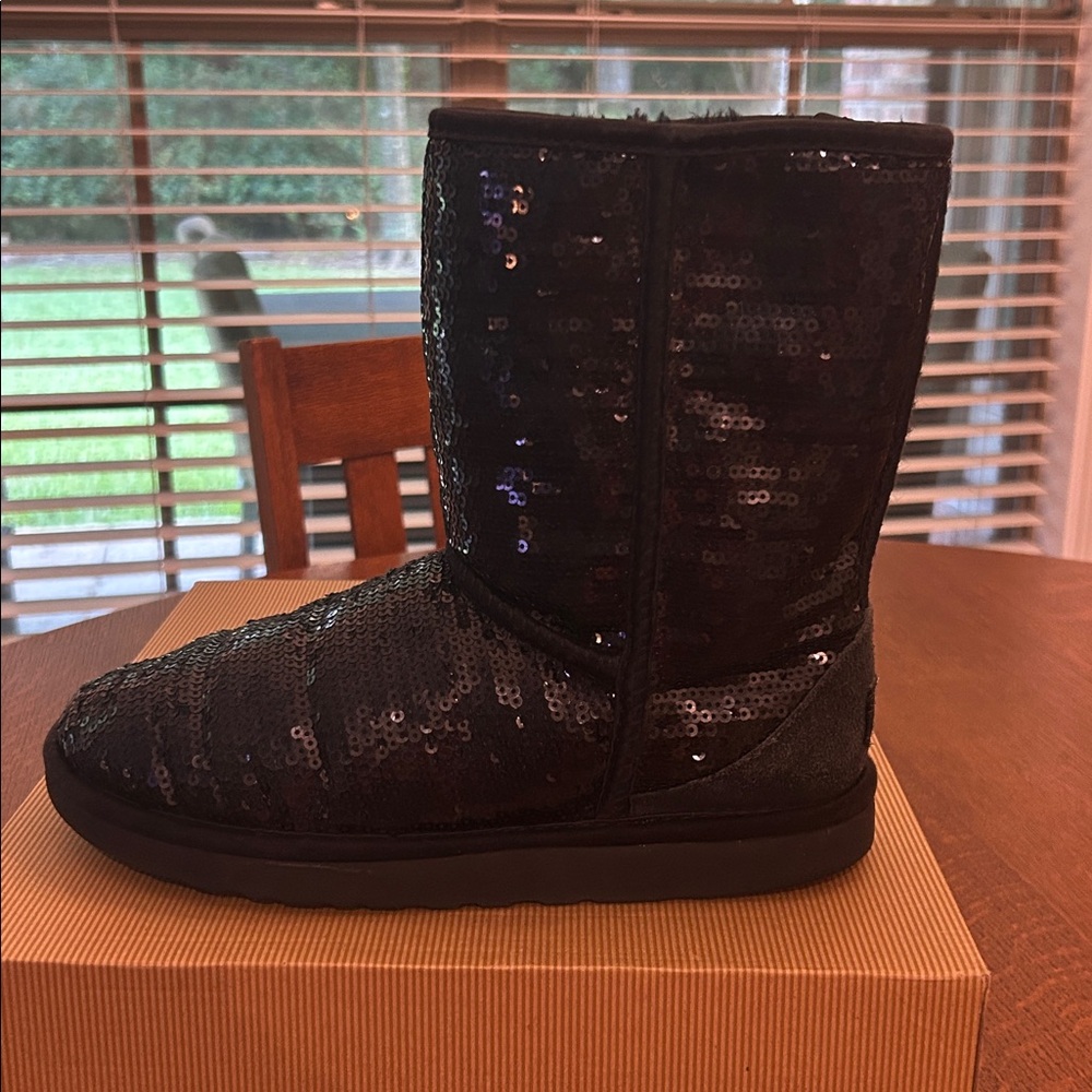 UGG Black Classic Short Sparkle Boots